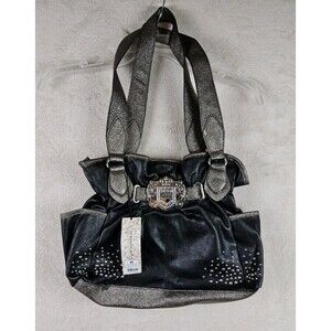 Kathy Van Zeeland Studded Metallic Shoulder Handbag Purse